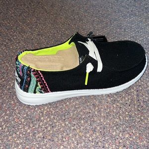 NEW Hey Dude Shoes Womens Wendy Fluo Black Neon